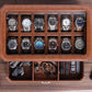 ROTHWELL 12 Slot Leather Watch Box with Valet Drawer - 12 Slot Luxury Watch Case Display Organizer, Microsuede Liner, Mens Accessories Holder, Jewelry Case, Jewelry Display Organizer (Tan/Brown)