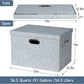 Large 17" 36 Quart Collapsible Stackable Storage Bins with Lids, 3 Packs Blue-Grey Linen Fabric Closet Boxes with Lids, Storage Cube Baskets Container Organizers for Bedroom (17x12x11)