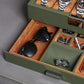 ROTHWELL 10-Slot Watch Box in Leather with Valet Drawer, Luxury Watch Case Display Organizer with Ultra Soft Microsuede Liner, Jewelry and Sunglass Holder With Large Glass top (Green/Tan)