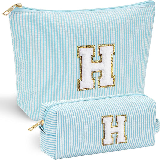YOOLIFE Initial Makeup Bag for Women - Teen Girl Gifts Trendy Stuff Monogram Cute Makeup Bags Make Up Case for Women Her Best Friend Friendship Sister Teacher, Personalized Birthday Gifts H - Roamly