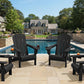 SERWALL Folding Adirondack Chair, Dual Cup Holders & All-Weather HDPE, Wood-Like Patio Chair for Backyard, Camping，Pool & Fire Pit- Black