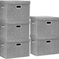 TYEERS Large Storage Bins with Lids, Collapsible, Washable, Fabric Storage Boxes for Organizing, 17.3x11.8x11.4 inches, 5 Pack, Gray