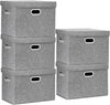 TYEERS Large Storage Bins with Lids, Collapsible, Washable, Fabric Storage Boxes for Organizing, 17.3x11.8x11.4 inches, 5 Pack, Gray