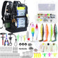Fishing Backpack with Tackle Boxes,45L Large Tackle Bag with Cooler & Fishing Gear Kit,Waterproof Tackle Backpack for Gift with Fishing Lures, Fishing Pliers,Camouflage
