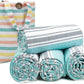HILLFAIR Cotton Turkish Beach Towels, Quick Dry Lightweight Sand Free Peshtemal Towel for Bath Swim Yoga Pool Travel, Beach Accessories, Oversized Cotton Turkish Towel (39 x 72 inch- 4 Pack Aqua Grey)