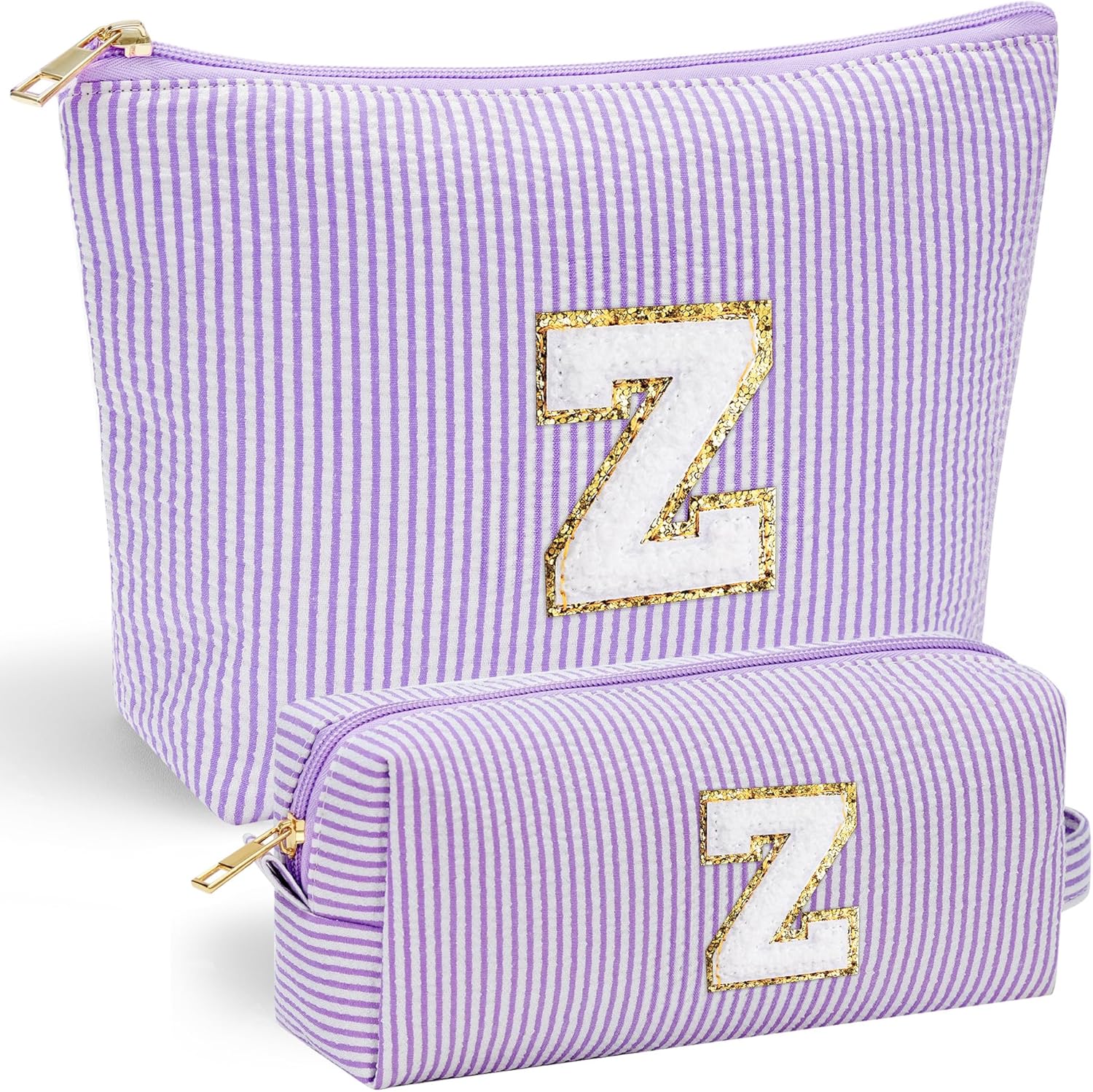 YOOLIFE Purple Makeup Bag for Women - Personalized Initial Cute Makeup Pouch Make Up Case for Girlfriend Bridesmaid Wife | Cosmetic Travel Toiletry Bag for Friend Female | Birthday Gift for Her Mom Z - Roamly