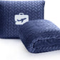 EverSnug Premium Travel Blanket Pillow - Soft 2 in 1 Airplane Blanket with Soft Bag Pillowcase, Hand Luggage Sleeve and Backpack Clip (Navy Blue)