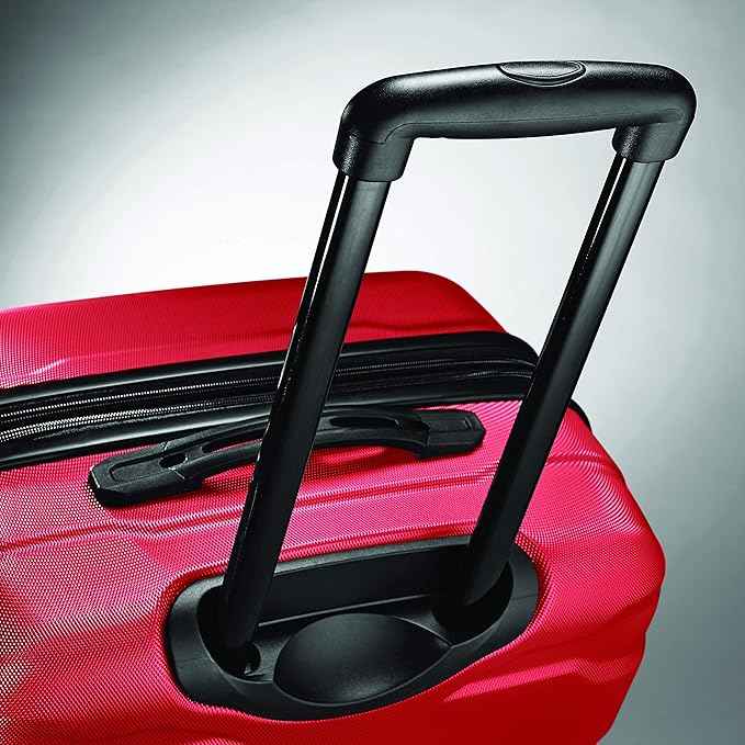 Samsonite Omni PC Hardside Expandable Luggage with Spinner Wheels, Checked-Medium 24-Inch, Red