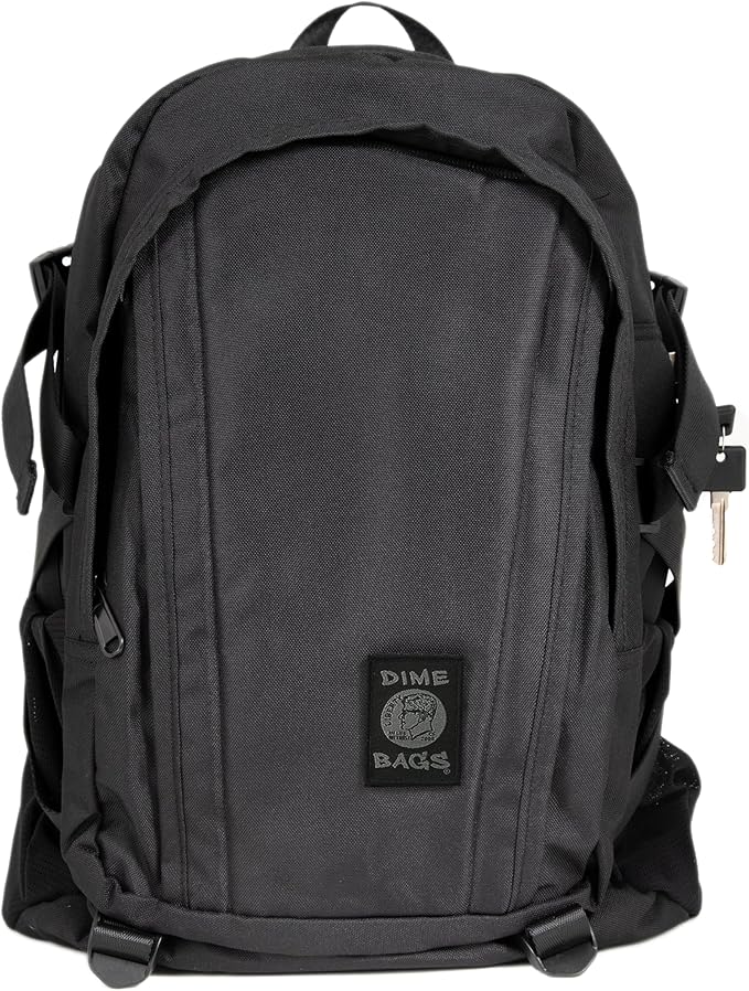 Dime Bags Odor Blocking Backpack with Lock, Water-Resistant, Anti Theft Bag, Lockable Travel Backpack with Padded Shoulder Straps, Spill Proof Zippers, Transporter (Black)