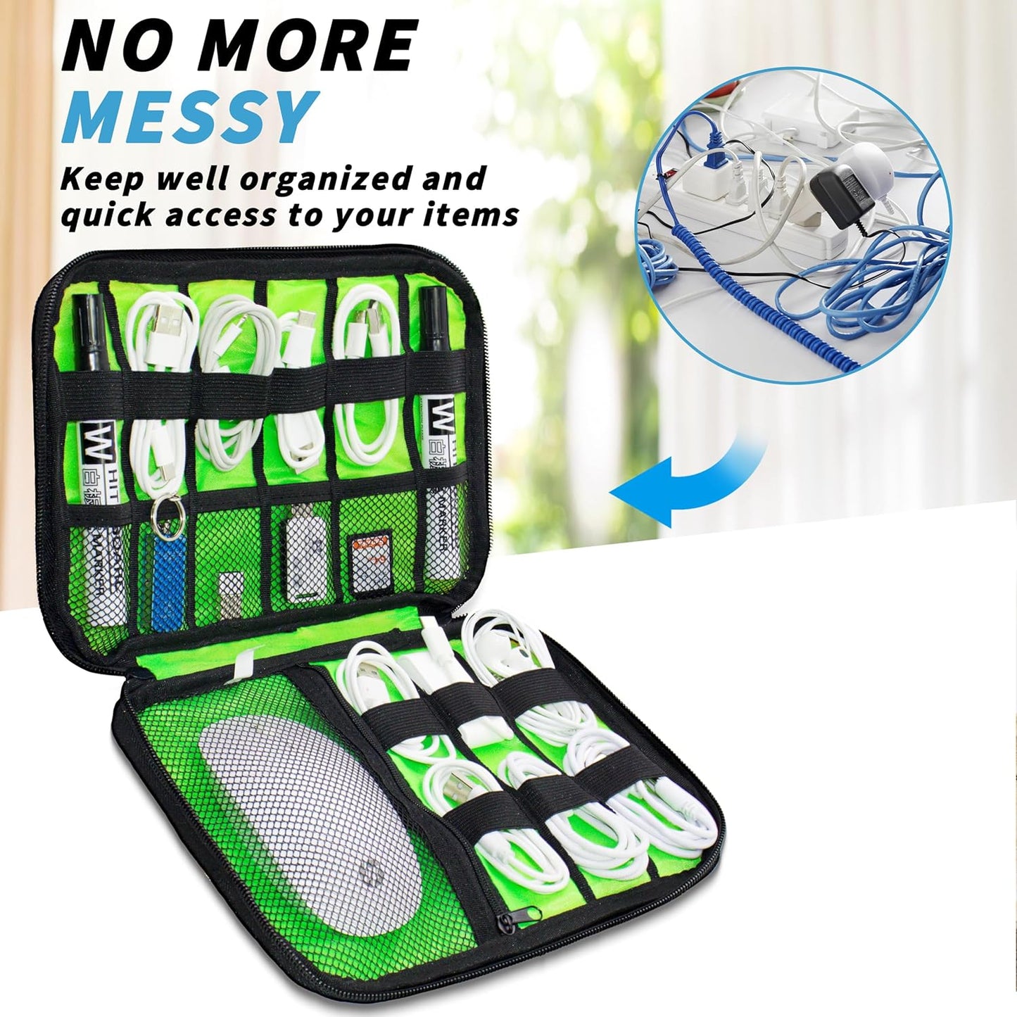 Electronics Organizer,Travel Cord Organizer Pouch, Portable Cable Organizer Bags,Travel Electronic Accessories Storage Case for Cables, Cords, Charger, Phone (Orange)