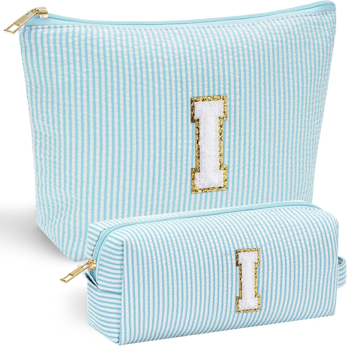 YOOLIFE Initial Makeup Bag for Women - Teen Girl Gifts Trendy Stuff Monogram Cute Makeup Bags Make Up Case for Women Her Best Friend Friendship Sister Teacher, Personalized Birthday Gifts I - Roamly