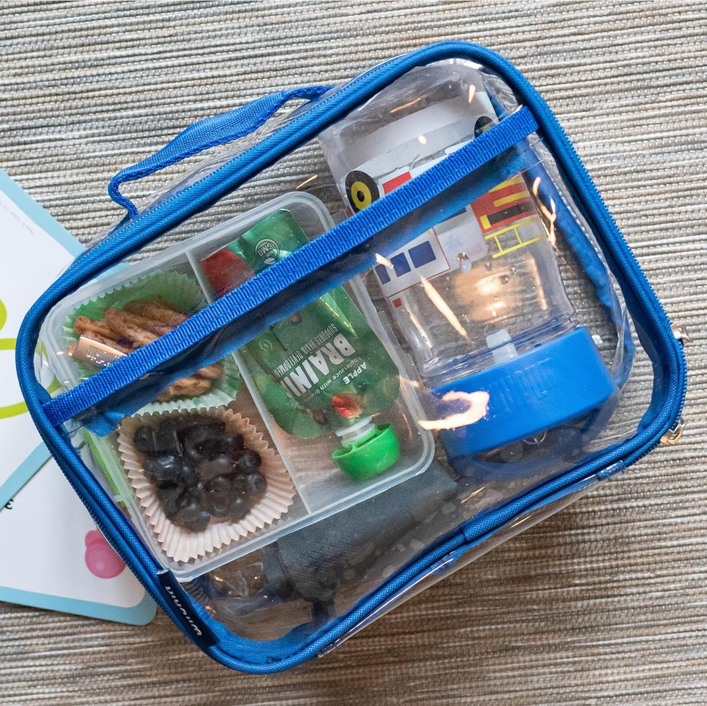 Wildkin Kids Insulated Lunch Box – Durable and Reusable for School & Travel - Clear w/Blue Trim