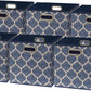 SIMPLE HOUSEWARE 11-Inch Collapsible Fabric Cube Storage Bin with Handles, Printed Design, 6 Pack, Steel Blue