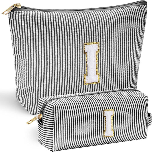 YOOLIFE Gifts - Personalized Mother's Day, Graduation & Birthday Gifts for Women & Girls - Monogram Initial Black Cute Makeup Bag Cosmetic Toiletry Pouch Make Up Case - Roamly