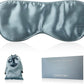 Sleep Mask 100% Mulberry Silk for Light Blocking, ZOESMIEN Eye Mask for Women Men Side Sleeper, Puffiness Dry Eyes Headache, Adjustable Strap, Christmas Gift Package, Misty Blue