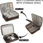 Electronics Accessories Organizer Bag, Waterproof Double LayerTravel Cable Organizer Case for Cords, Charger, Power Bank,Hard Drive, Mouse -Shockproof Tech Storage Pouch (Classic-two layers-Brown)