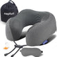 napfun Travel Pillow, 100% Pure Memory Foam Neck Pillows for Travel Airplane Headrest Flight Plane Accessories, Deep Grey, Medium (120-200LB)