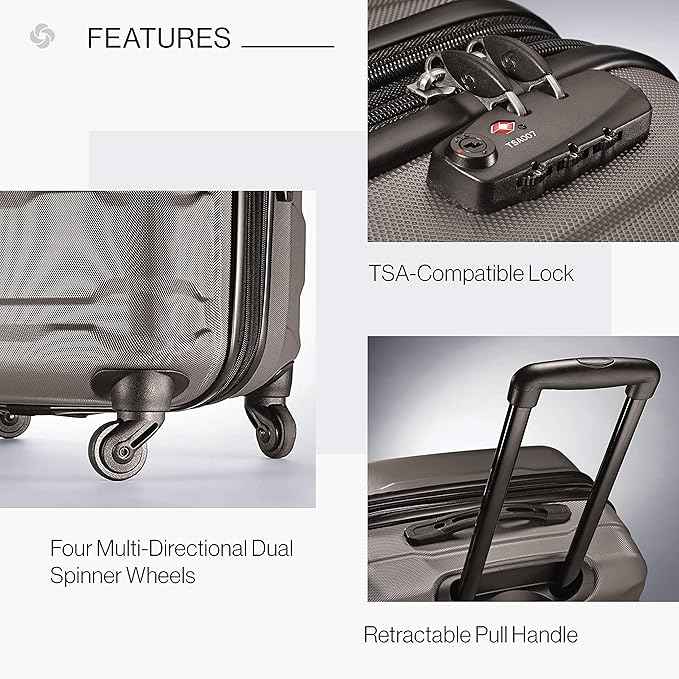 Samsonite Omni PC Hardside Expandable Luggage with Spinner Wheels, Silver, Checked-Large 28-Inch