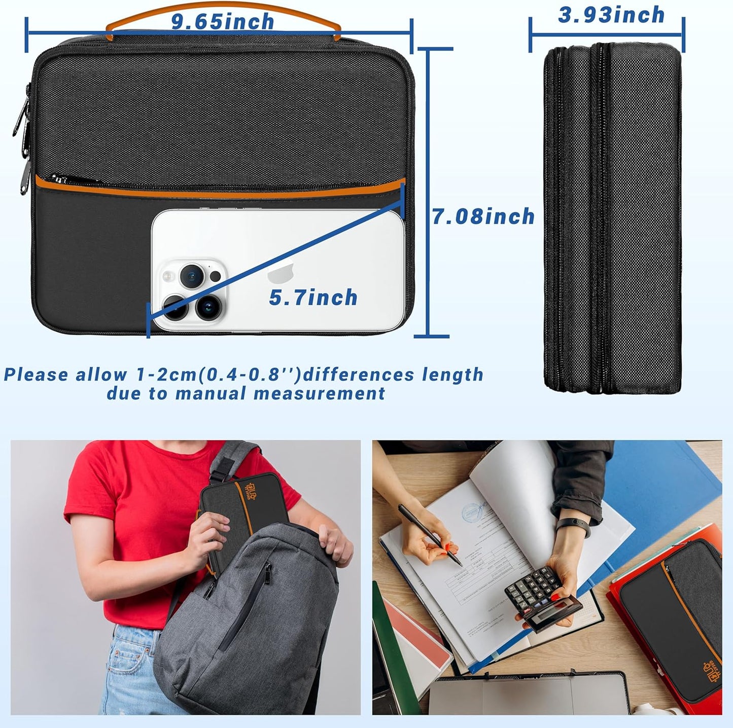 Electronics Organizer,Travel Cord Organizer Pouch, Portable Cable Organizer Bags, Waterproof Electronic Accessories Storage Case for Cables, Cords, Charger, Phone (Double Layer-Black)