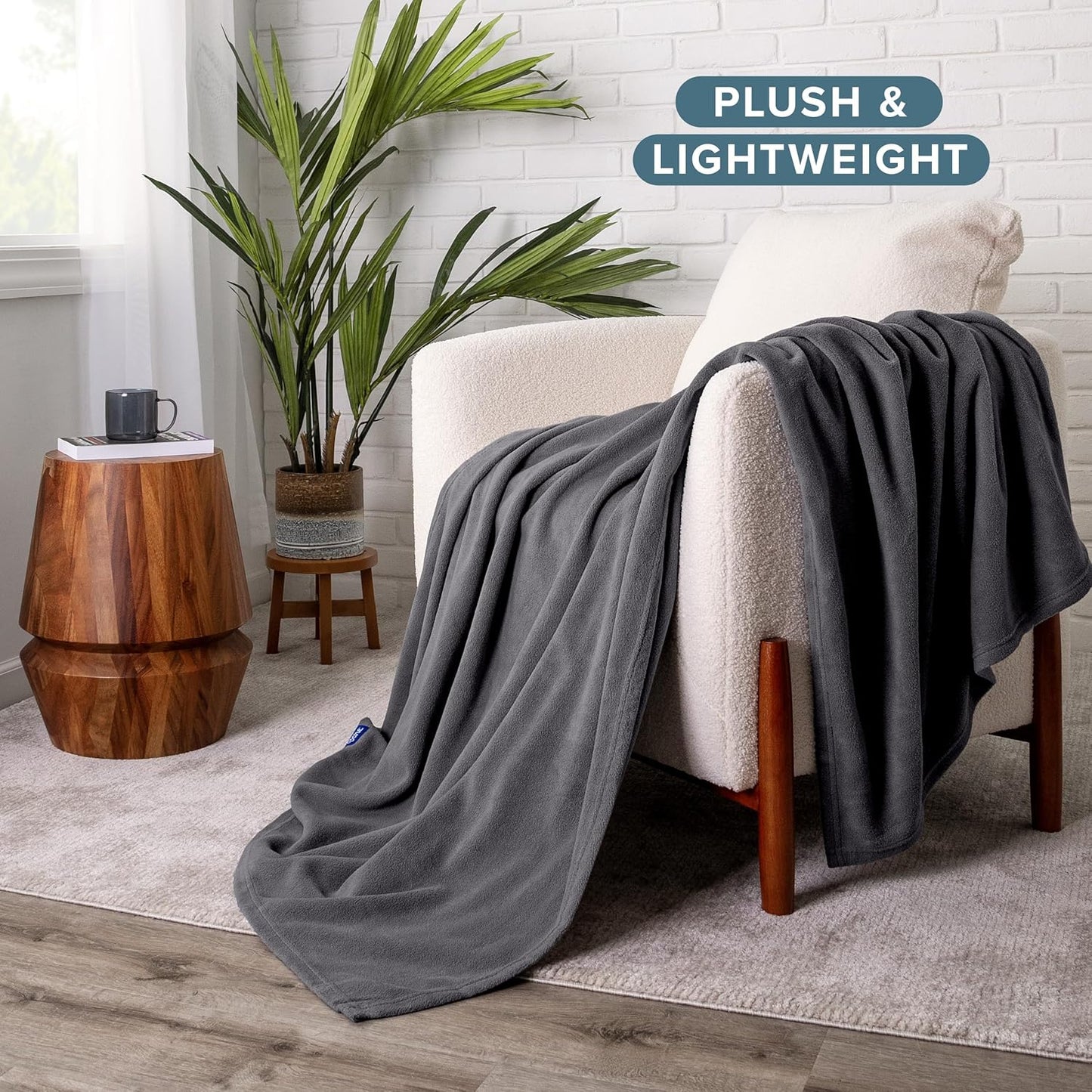 Bare Home Polar Fleece Blanket - Throw - Warm & Cozy - Premium Fleece for Bed, Sofa, Camping, Travel and Cold Nights - Lightweight Blanket (Throw, Forged Iron Grey)