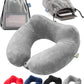 Inflatable Travel Neck Pillow: Extra-Soft, Cushion. For Airplanes, Trains, Cars, Portable Travel Accessory-With Carrying Pouch For cell phone and Passport Etc. (Grey)
