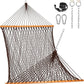 Lazy Daze Hammocks Double Rope Hammock, 2 Person Traditional Outdoor Hand Woven Cotton Rope Hammock with Spreader Bar, Carabiners, Tree Straps, Chains for Patio Yard - Max 450 Lbs, Dark Brown