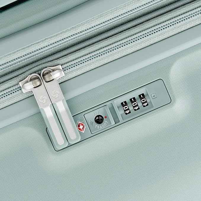Samsonite Elevation Plus - Carry-On Hardside Luggage - Scratch Resistant Polypropylene Shell, RightHeight™ Adjustable Handle, Integrated AirTag Holder, TSA Lock, WetPak™ Compartment - Cypress Green