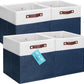 OrganiHaus 13x13 Cube Fabric Storage Bins Set of 4, Fabric Storage Cubes w/ Vegan Handles, 13 inch Collapsible Bins for Clothes & Toy Organizer, Cubbies Organizer, 13x13 Basket for Decor - Navy Blue