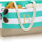 YOOLIFE Large Initial Beach Bag Waterproof Tote Zipper Bag Personalized Gifts for Women Her Birthday Travel Beach Essential