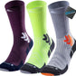 Men's Compression Running Socks: Coolmax Athletic Crew Socks Moisture Wicking Anti-Blister Cushion for Hiking 3 Pairs