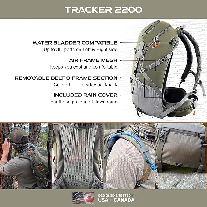 Hunting Backpack with Rifle Gun & Bow Holder Hunting Daypack compatible with YKK Zippers & Buckles, Waterproof Lightweight Tactical Backpack with Rain Cover, Durable, Comfort