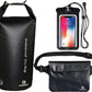 Freegrace Waterproof Dry Bags Set of 3 Dry Bag with 2 Zip Lock Seals & Detachable Shoulder Strap, Waist Pouch & Phone Case - Can Be Submerged Into Water (Black, 20L)