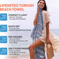 Turkish Beach Towel - 40x71 Inch Oversized Sand Resistant Prewashed Cotton Towel - Quick Drying, Compact, Lightweight for Beach, Bath, Pool, Gym, Yoga
