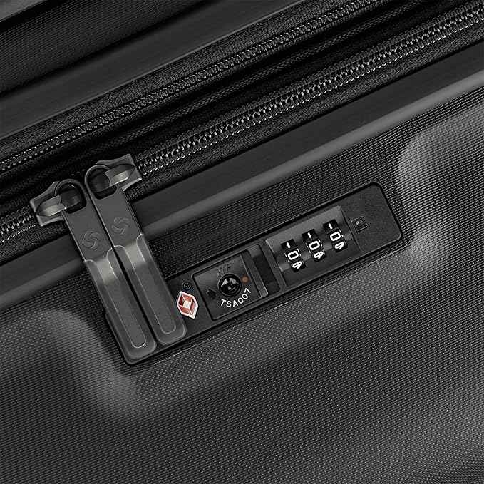 Samsonite Elevation Plus - Large Hardside Luggage - Scratch Resistant Polypropylene Shell, RightHeight™ Adjustable Handle, Integrated AirTag Holder, TSA Lock, WetPak™ Compartment - Triple Black