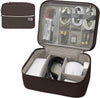 Electronics Organizer,Travel Cord Organizer Pouch, Portable Cable Organizer Bags, Waterproof Electronic Accessories Storage Case for Cables, Cords, Charger, Phone (Double Layer-Brown)