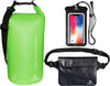 Freegrace Waterproof Dry Bags Set Of 3 Dry Bag With 2 Zip Lock Seals & Detachable Shoulder Strap, Waist Pouch & Phone Case - Can Be Submerged Into Water - For Swimming (Green, 5L)