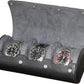 ROTHWELL Watch Roll Travel Case for 3 Watches | Tough Portable Protection, Fits All Wrist Watch & Smart Watches Up to 50mm (Black/Grey)