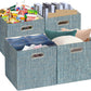 Posprica Storage Basket Bins,11×11×11 Foldable Storage Cube Boxes Fabric Drawer for Closet Shelf Cabinet Bookcase - Set of 4,Teal