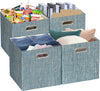 Posprica Storage Basket Bins,11×11×11 Foldable Storage Cube Boxes Fabric Drawer for Closet Shelf Cabinet Bookcase - Set of 4,Teal