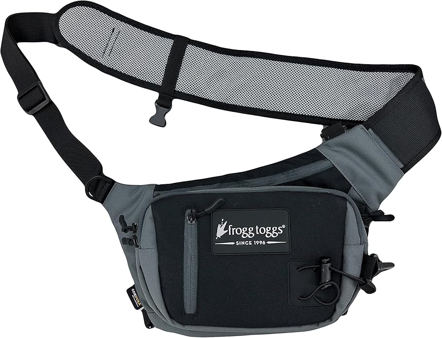 FROGG TOGGS Flats Sling Pack, Easy Hands-Free Tackle Storage Bag with Built-in Rod Support