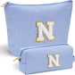 YOOLIFE Personalized Gifts for Women, Initial Makeup Bag with Makeup Pouch Cosmetics Organizer Bag Cute Makeup Bag Wedding Mothers Day Gifts Wedding Gifts for Sister Wife Friend Female Mom Blue N - Roamly