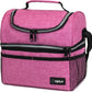 OPUX Lunch Box For Women, Insulated Large Lunch Bag Adult Work, Double Decker Lunchbox Meal Prep, Dual Compartment Leakproof Lunch Cooler, Soft Lunch Pail Tote for Girls, Kids, School (Pink, 16 Cans)
