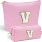 YOOLIFE Cute Gifts Travel Makeup Bag - Pink Travel Cosmetic Bag for Women Yoga, Picnic, Personalized Best Friend Birthday Gifts with Monogram - Roamly