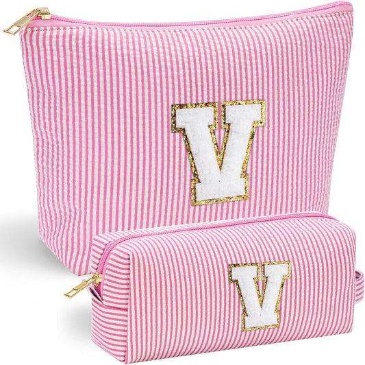 YOOLIFE Cute Gifts Travel Makeup Bag - Pink Travel Cosmetic Bag for Women Yoga, Picnic, Personalized Best Friend Birthday Gifts with Monogram - Roamly