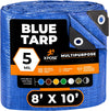 Better Blue Poly Tarp 8' x 10' - Multipurpose Protective Cover - Lightweight, Durable, Waterproof, Weather Proof - 5 Mil Thick Polyethylene - by Xpose Safety