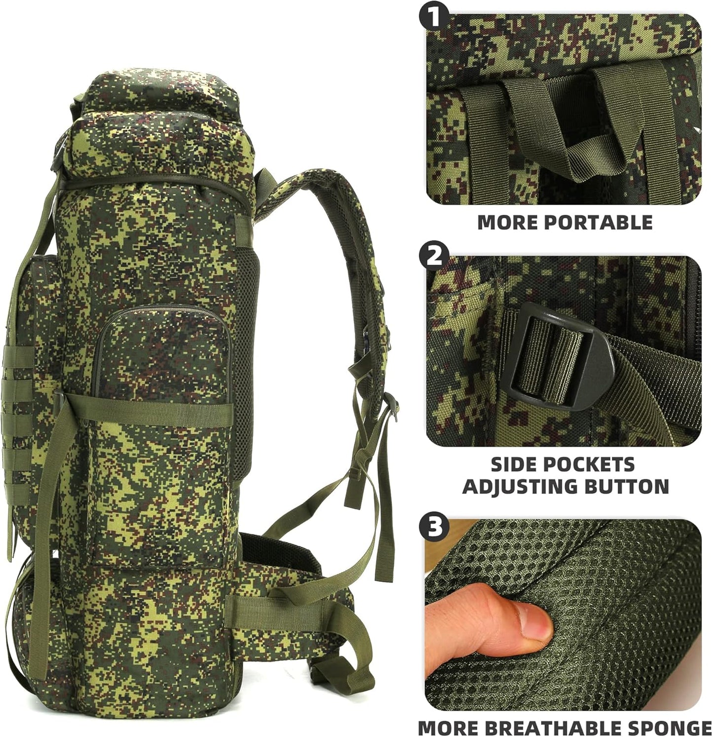King'sGuard 70L Camping Hiking Backpack Tactical Backpack Military Molle Rucksack Backpack for Outdoor - Roamly