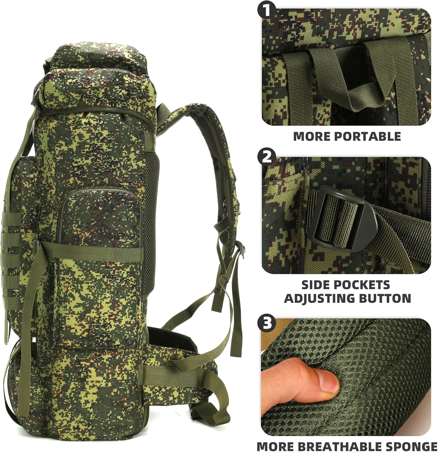King'sGuard 70L Camping Hiking Backpack Tactical Backpack Military Molle Rucksack Backpack for Outdoor - Roamly