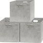 SIMPLE HOUSEWARE 13-Inch Collapsible Fabric Cube Storage Bin with Handles, Printed Design, 3 Pack, Gray