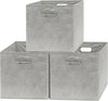 SIMPLE HOUSEWARE 13-Inch Collapsible Fabric Cube Storage Bin with Handles, Printed Design, 3 Pack, Gray