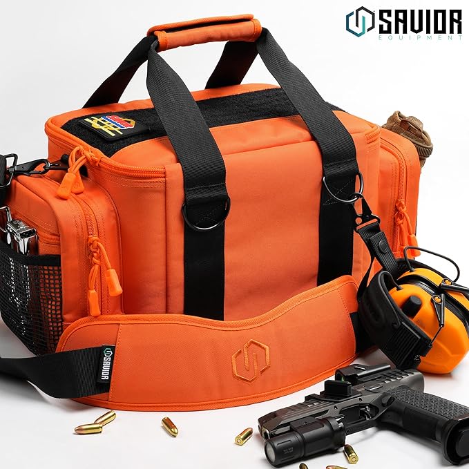 Savior Equipment Specialist Series Tactical Triple Pistol Shooting Range Hunting Duffle Bag Gun Carrying Case, Rigid Compartment Frame, Lockable Zippers